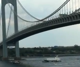 Shuttle Enterprise Barge Ride Up River to Manhattan